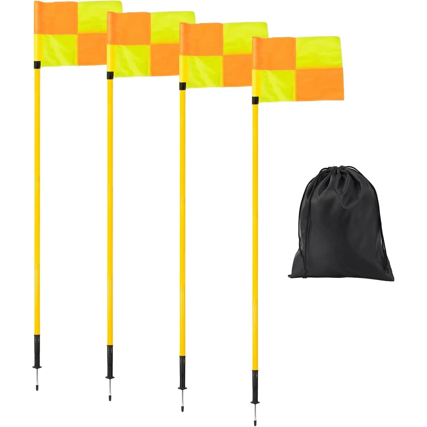 Soccer Corner Flags Set of 4 for Soccer Field, Adjustable Spring  Soccer Flags Agility  Poles Soccer Sticks, Speed and Agility  Equipment with Storage Bag-5FT