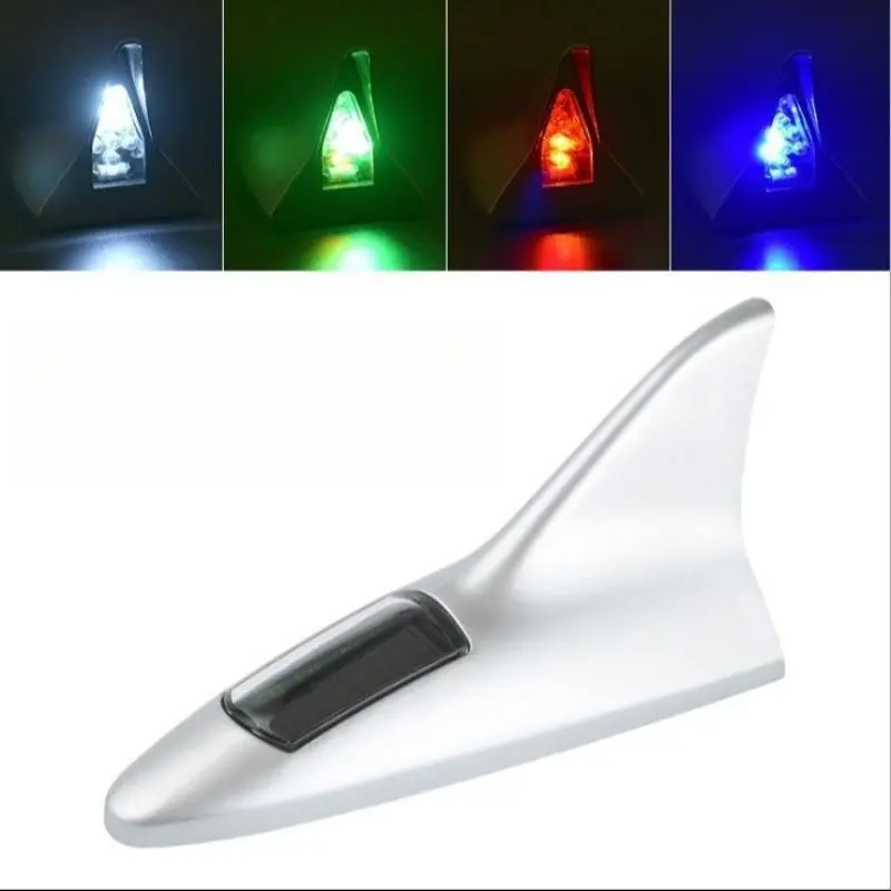 Universal Solar Shark Fin Warning Light Antenna, No Drilling Adhesive Roof Collision Signal Lamp, Anti-Tailgate LED, Car Exterior Modification Kit, Automotive Car Accessories