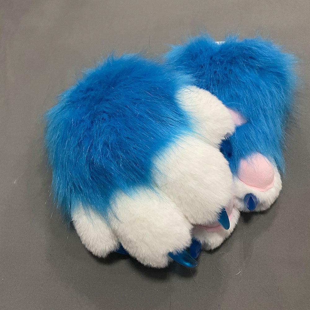 Faux Fur Plush Furry Cat Claw Gloves Fursuit Animal Fox Paws Mittens Halloween Cosplay Costume Accessories for Adult