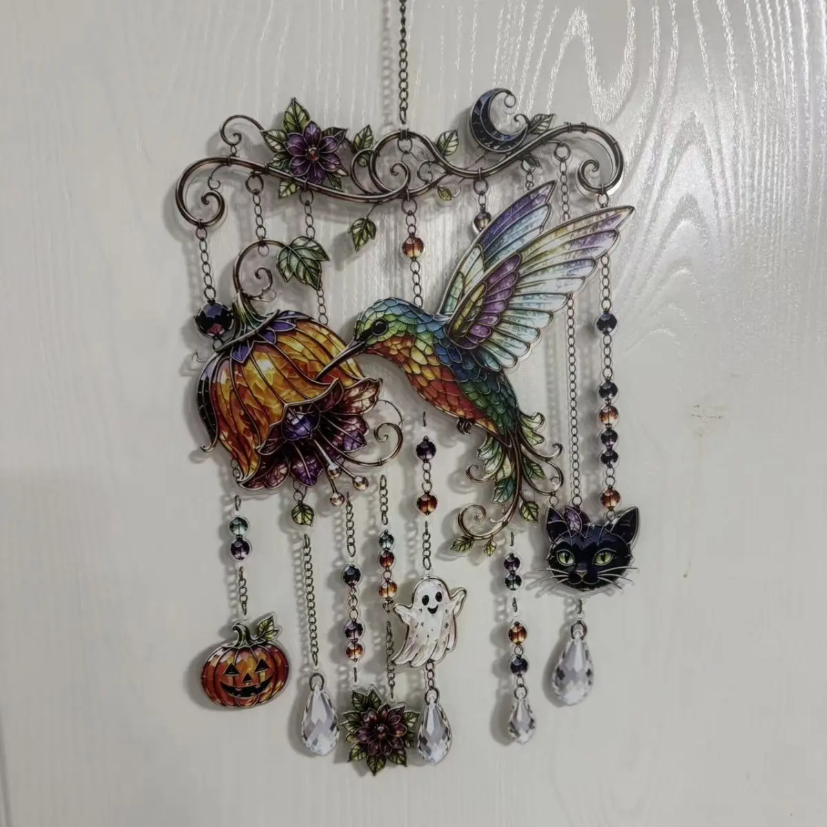 Halloween Suncatcher Wind Chime, Festive Halloween Decoration, Sun Catcher Bell, Perfect for Outdoor and Indoor Use, Adds Decorative Charm to Your Home Decor
