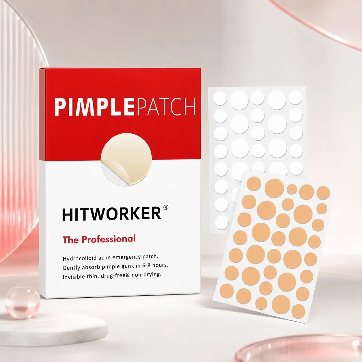 Invisible Hydrocolloid Pimple Patches for Face, Gentle Spot Care Stickers, Clear Skin Care Patch for Day & Night Use, Invisible Design
