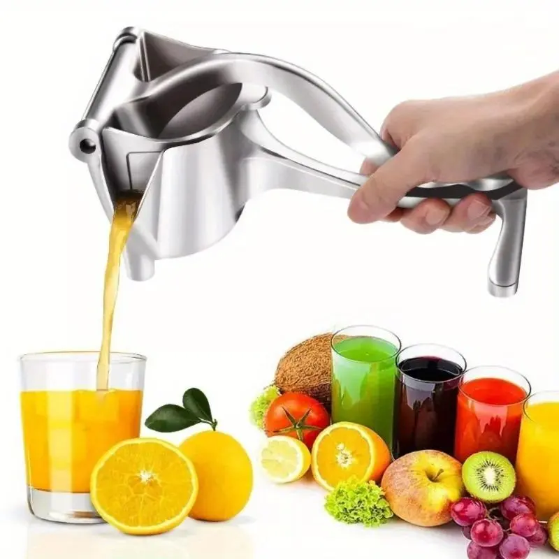 FAXHION 6-Piece Easy-Clean Silver Hand Juicer - Manual Fruit Tool, Portable, Christmas Essential Gift, Suitable for Home & Outdoor Camping Kitchen Supplies, Six Pieces