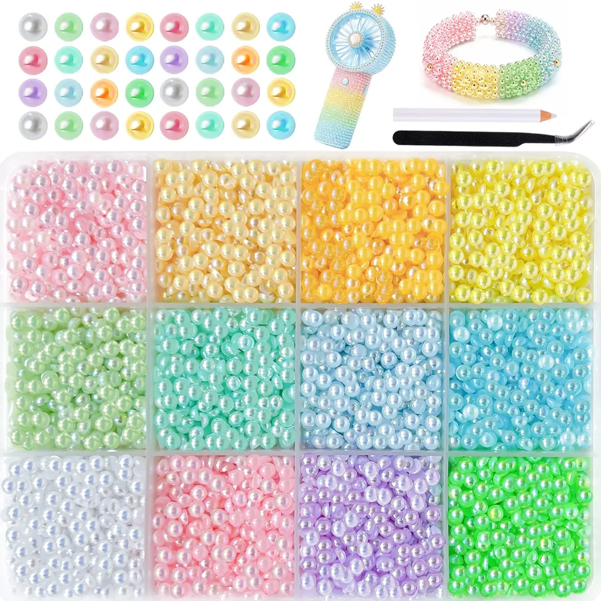 1Box 3mm New Candy Style Glossy Semi-circular Pearls Nail Charms Jewelry Minimalist Solid Color Flatback Realistic Pearls Nail Art Accessories DIY Tumblers Headphone Cases Glasses Nails Crafts