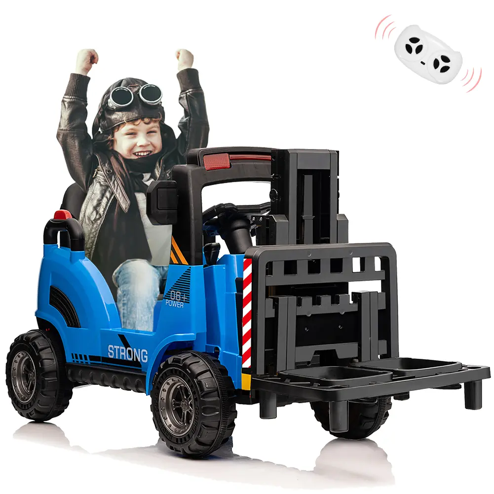 12V Ride on Forklift for Kids with Remote Control, Liftable Fork & Realistic Functions, 3-7 Years Electric Construction Car with Safety Belt, MP3 & Horn, Ride on Toy Gift for Boys Girls