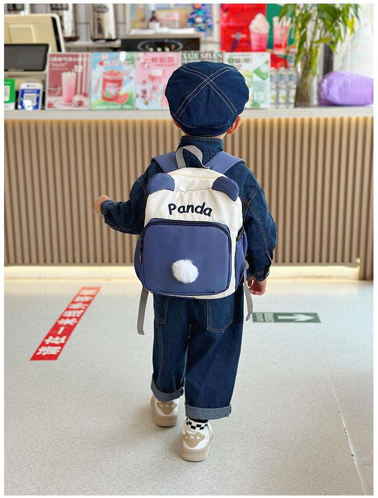 Kindergarten Color-Block Canvas Backpack 2026 Back-to-School Season Children's Fashion Backpack Baby Anti-Lost School Bag