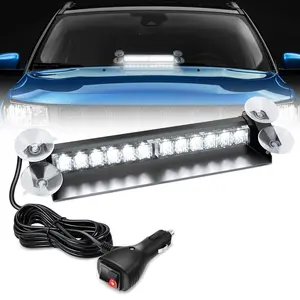 Nilight 12LED Traffic Advisor Strobe Light Bar White Working Safety Dash Front/Rear Windshield Flashing Lights for Cars Trucks Police Firefighter Plow Construction Vehicles