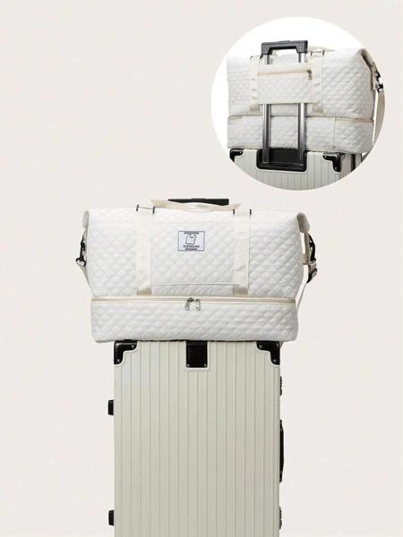 Fashion Simple and Versatile Solid Color Women's Bag, Unisex Travel Bag with Zipper and Shoe Bag, Lightweight Outdoor Activity Shoulder Bag Multi-functional Travel Organizer and Gift Idea, Travel Essentials Bag, Two-piece Set with Small Bag