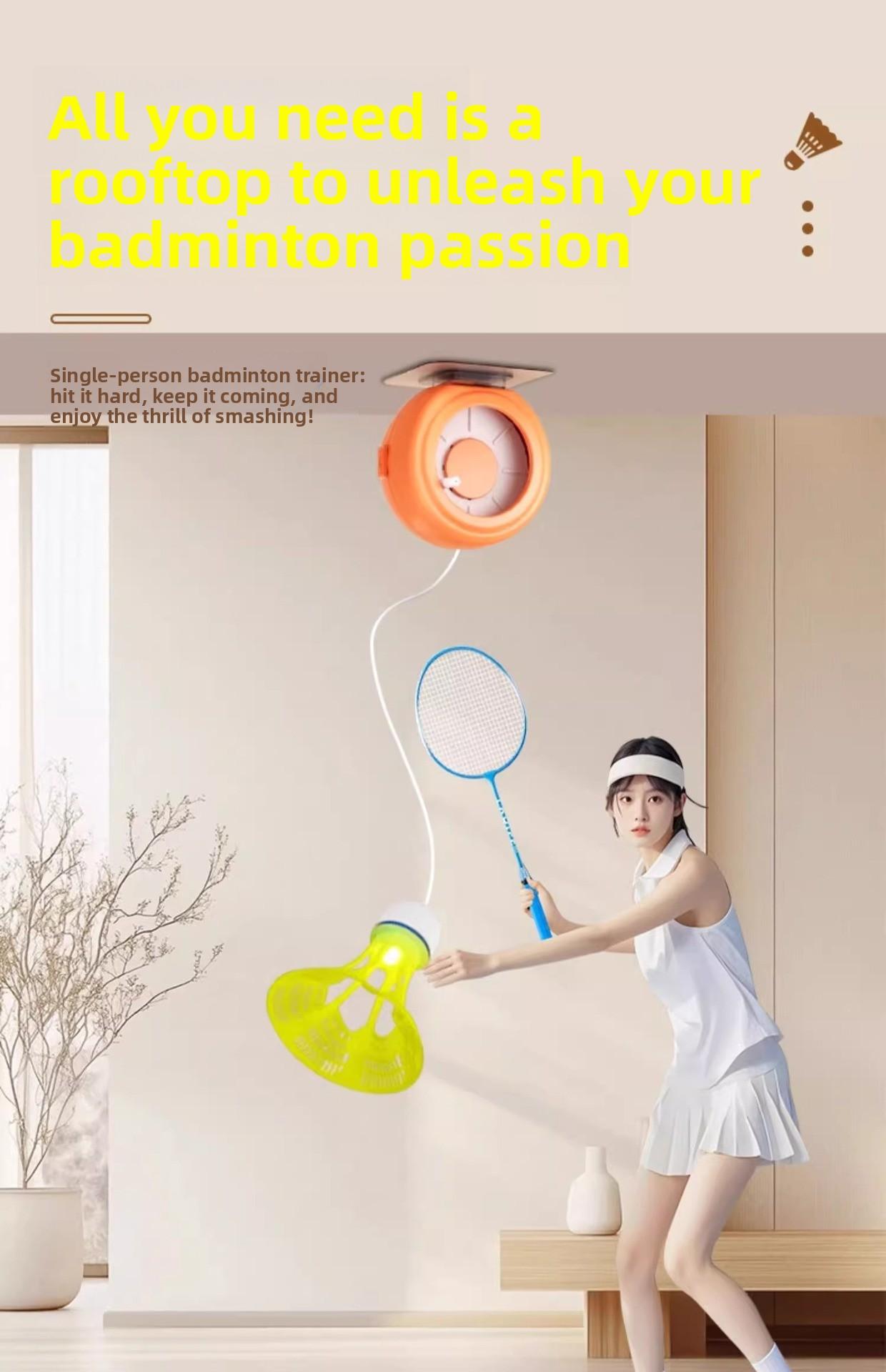 Single badminton trainer rebound self-playing line fitness indoor one person playing badminton practice artifact