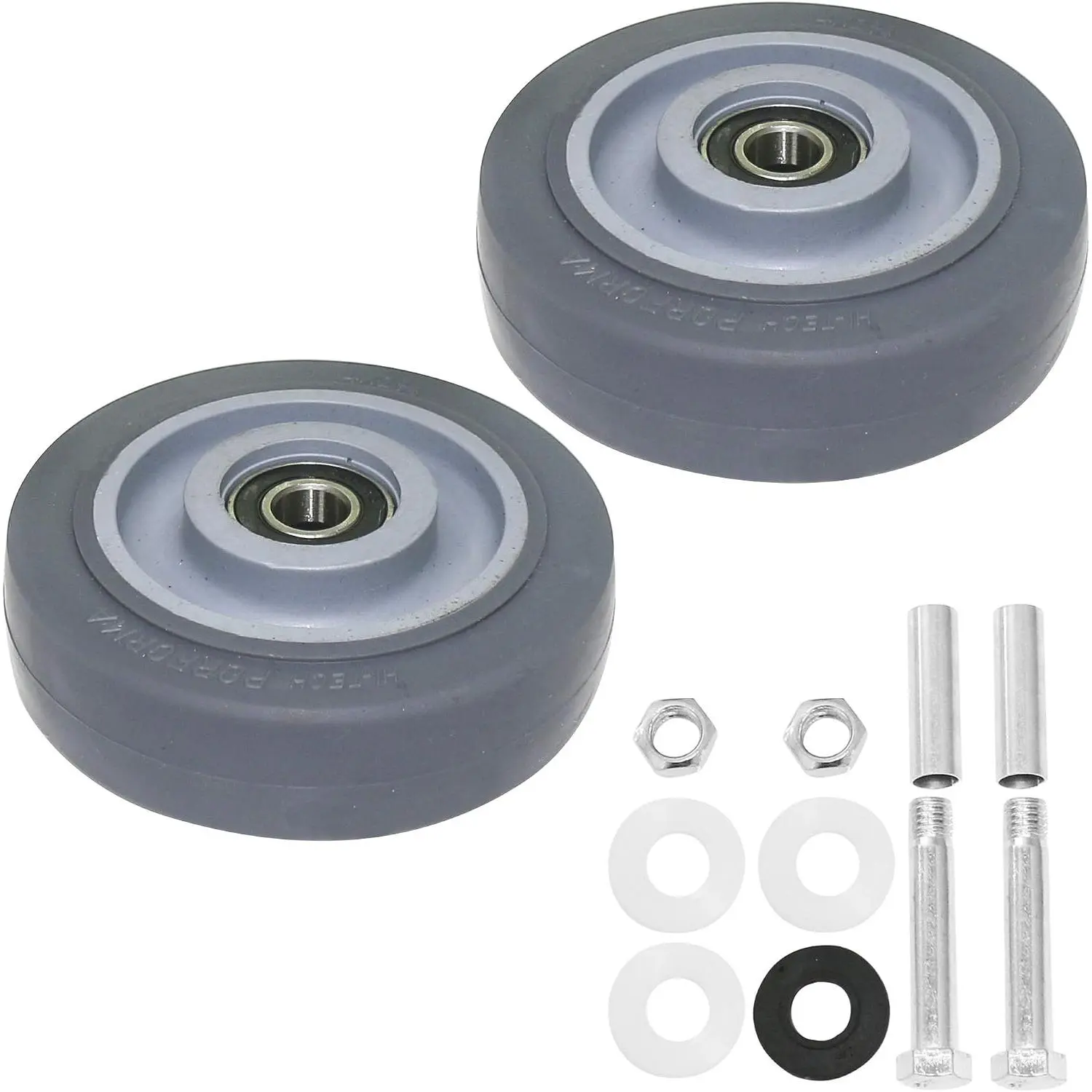 4-Inch Heavy Duty Polyurethane Industrial Caster Wheels with Bearings Repair Kits, Plate/Shelf Style for Platform Carts (Up to 265 Lbs), Grey for Smooth Warehouse Floor Rolling for Industrial Users, Inches