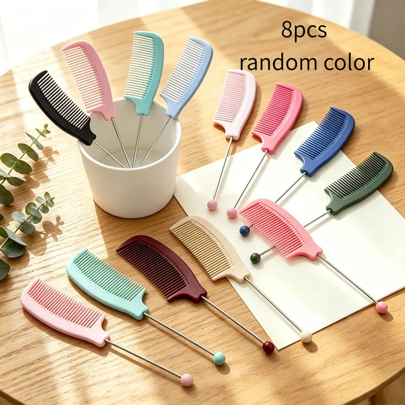 8 random color bead comb set, portable DIY bead comb, suitable as a gift for mothers, lovers, female friends, and classmates