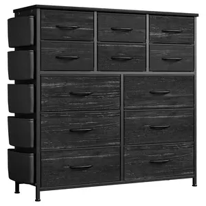 GARVEEFabric Dresser for Bedroom with Multiple Storage Drawers, Side Pockets, and Hooks, Featuring a Sturdy Metal Frame Organizer Tower for Efficient Storage and Space Management