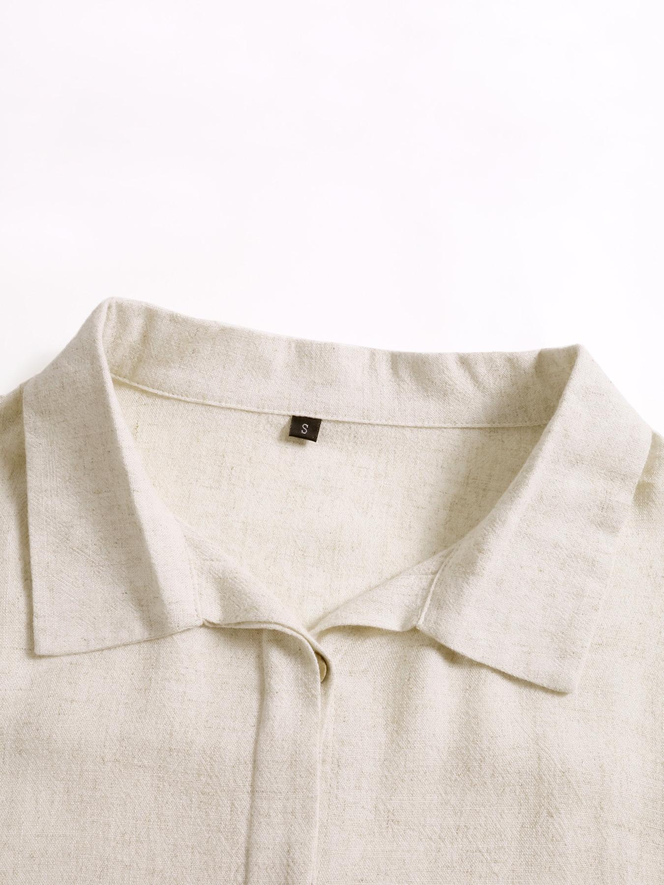 Women's Linen Short Sleeve Shirt & Pants Set, Relaxed Fit and Casual Style Outfit for Everyday Wear