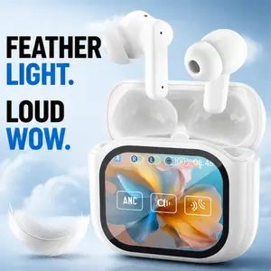 Touch Screen Bluetooth Earphones Active Noise Cancelling Wireless Earbuds Built in 10mm Dynamic Driver 7 Adjustable EQ Modes Clear Call Headphones For Beach Travel Gaming Film