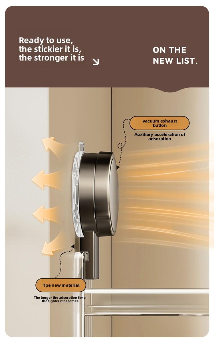 Aluminum Material Powerful Suction Cup Kitchen Rotating Hook Storage Rack No-Nail Wall-Mounted for Spatulas Spoons and Utensils Organiser Installation Aluminum Material Powerful Suction Cup Kitchen Rotating Hook Storage Rack No-Nail Wall-Mounted for Spatulas Spoons and Utensils Organiser Installation