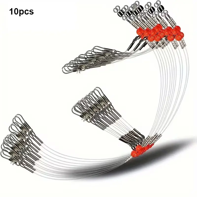 10 Pcs Double-Hook Fishing Rig, Pre-Tied Saltwater Bottom Leader with Swivels and Snaps, Surf, Pier and Boat Fishing Line, Saltwater Fishing Gear for Snapper, Bass, Mackerel and Catfish