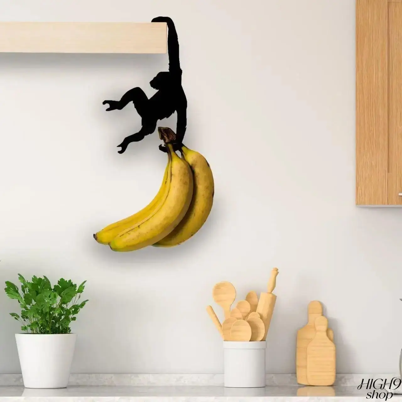 Orangutan Shaped Wooden Wall & Door Hook, Creative Hanging Storage Organizer, Stylish Rustic Decor Accessory For Kitchen Bedroom Household Use