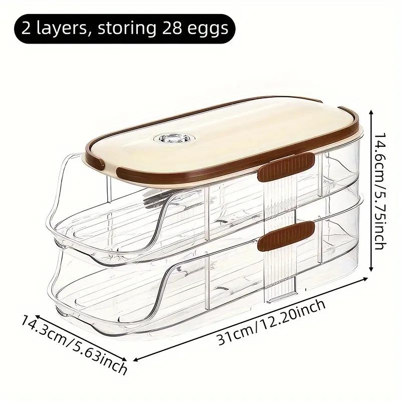 Automatic Egg Rack, Space-Saving Design, 1/2/3 Layer Options, Durable PP+pet Material, Perfect for Refrigerator Organization, Fridge Storage Organizer