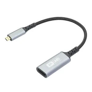 Micro HDMI to HDMI Adapter, Monitor, Micro HDMI Male to HDMI Female Conversion Plug, Support HDMI 2.0 4K@60Hz Dynamic HDR, with 5inch Cable, for Raspberry Pi4/Pi5, Camcorder, Laptop and More