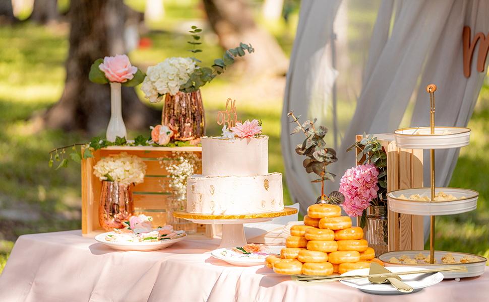 Wedding cake cutting set, elegant cake and server set, equipped with thickened stainless steel rounded edges, cake cutter shovel for cake cutters, birthday anniversary Christmas, 2 pieces, gold color