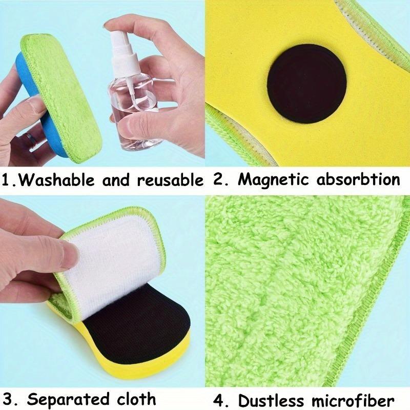 Washable Chalkboard Eraser, 3 Counts/set Magnetic Chalkboard Eraser, Dry Eraser, Reusable Chalk Eraser for Home and Office School Dormitory