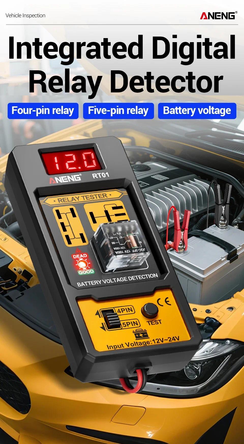 Relay Detector 11-25V ANENG RT01 Digital Universal 4/5 Pins Car Battery Vehicle Detection Digital Display Voltage Battery Tester