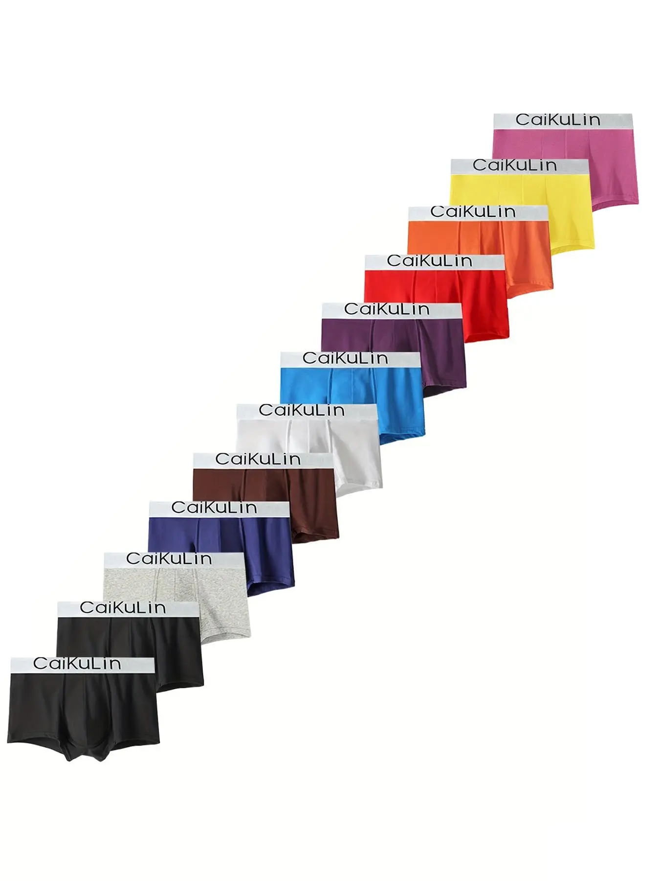 12 Pcs Random Color Fashion Men's Boxer Briefs, Solid Mid-Waist Daily Underwear, Comfortable Casual Bottoms for Everyday Wear