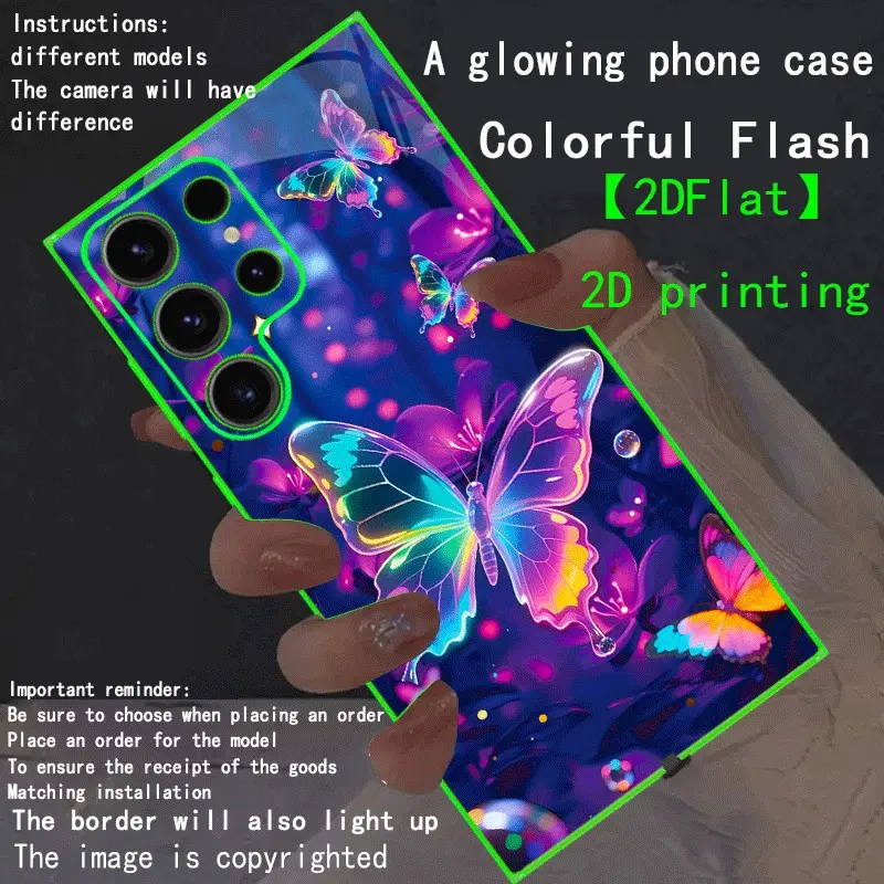 New LED Luminous Phone Case with Glowing Border, Compatible with Galaxy S26 Ultra to A15 5g, Fashionable Protective Cover, Unique Design, Daily Use, Smartphone Shell