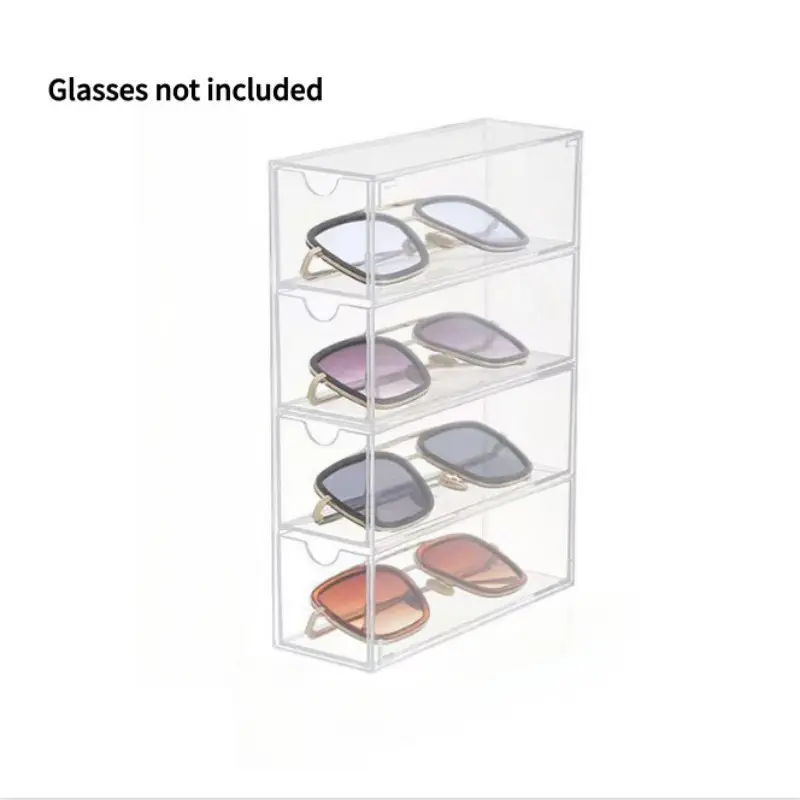 Acrylic Transparent Women's Eyeglasses Storage Box, Stylish Sunglass Organizer Case, Durable Plastic Container for Glasses Protection, Clear Storage Box, Multi Compartment Design, Durable Plastic Organizers