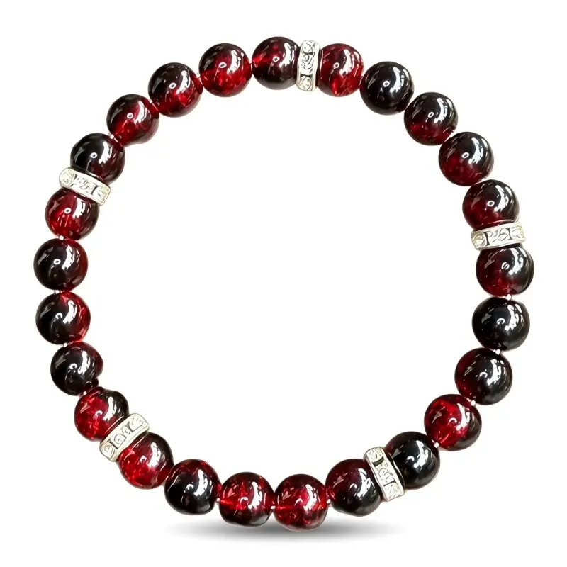 Unisex Fit Japanese-Korean Style Heart Charm Beaded Bracelet with Glass Crystal Beads, Stretch Band Cord, Casual Year-Round Everyday Wear Elastic Wristband