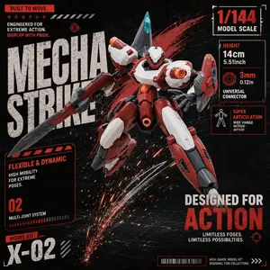 Franz Alpha 1/144 Scale Mecha Model Kit, 14cm Multi-Joint Collectible, Includes Display Stand, High-Quality Desktop Decor, Hobby Gift
