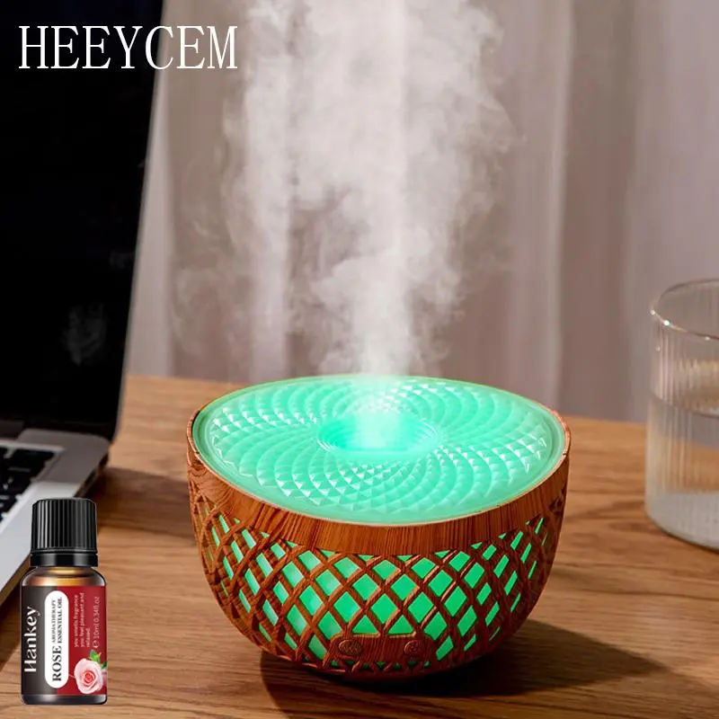 Colorful gradient atmosphere hollow aroma diffuser, home aroma diffuser humidifier, rose essential oil, atomizing humidifier, 7 color-changing light adjustment, automatic shutdown protection, suitable for home bedroom office