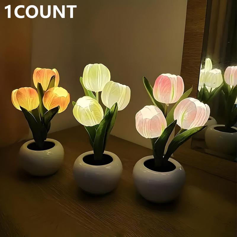 Tulip LED Night Light with Vase, Simulated Tulip Table Lamp for Home and Living Room Decor, Color-Changing Mood Light, Christmas Gift for Girlfriend #TOP PICKS