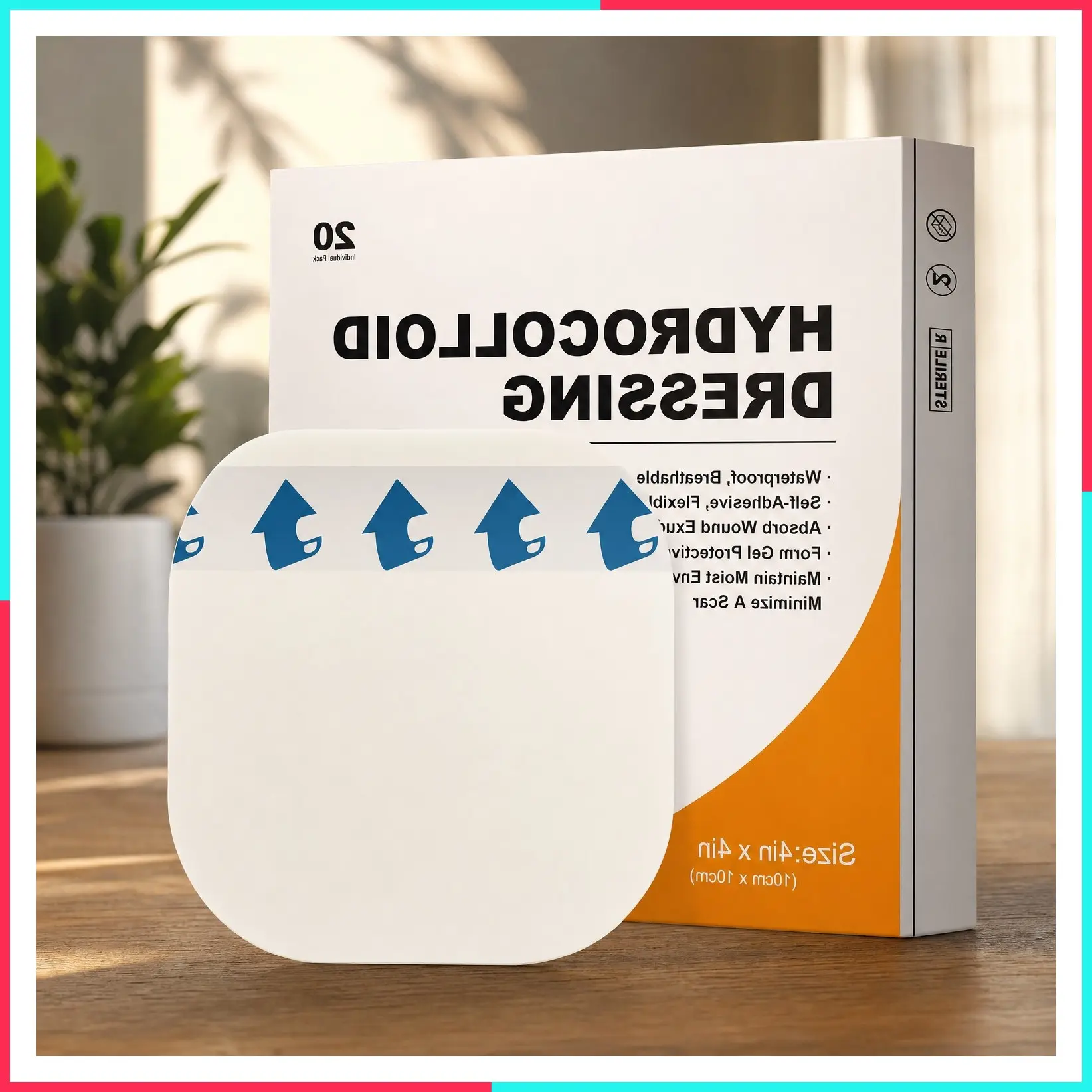 Hydrocolloid Wound Dressing 4"x4", 20 Pack, Hydrocolloid Bandages