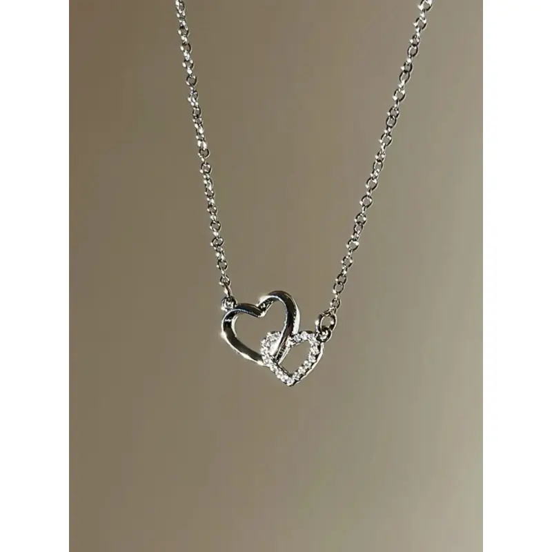 Heart Pendant Necklace Interlocking Heart Design Gift For Her Lightweight For Daily Wear Special Occasions Easy Matching Daily Accessory	