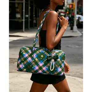 Slouchy Tote Bags Polka Dot Nylon Bowler Bag for Women Hobo Bags Large Shoulder Bag Tote Bag for Travel Work College