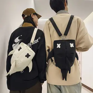 Nylon Multi-Function Unisex Shark-Themed Backpack - Stylish Casual Convertible Single-Double Shoulder Bag for Couples, Youth, High School/College Commuting & Travel (Sports & Outdoor Leisure Gear)