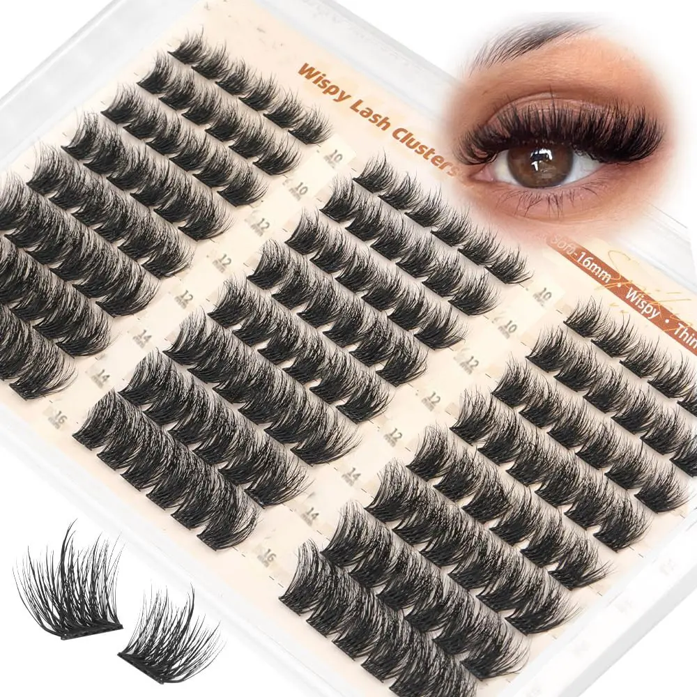 144 Pcs Fluffy Anime Eyelash Clusters, 10-16mm Wispy D Curl False Lashes, Natural Look, Self-Adhesive, Ideal for Beginners, Fluffy Eyelashes Cluster