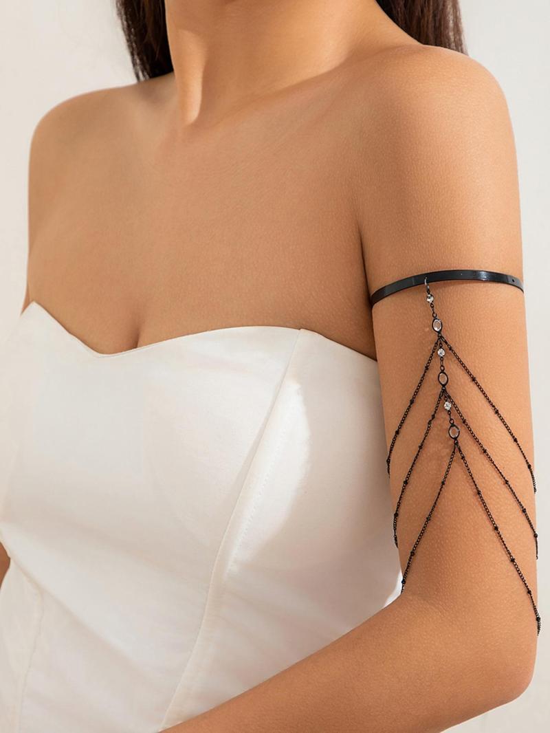 Women's Artificial Crystal & Chain Decor Arm Cuff, Fashionable Body Jewelry for Party, Daily Clothing Decor, Trendy All-match & Exquisite for Birthday Gift, Body Jewellery, Chic Body Jewelry