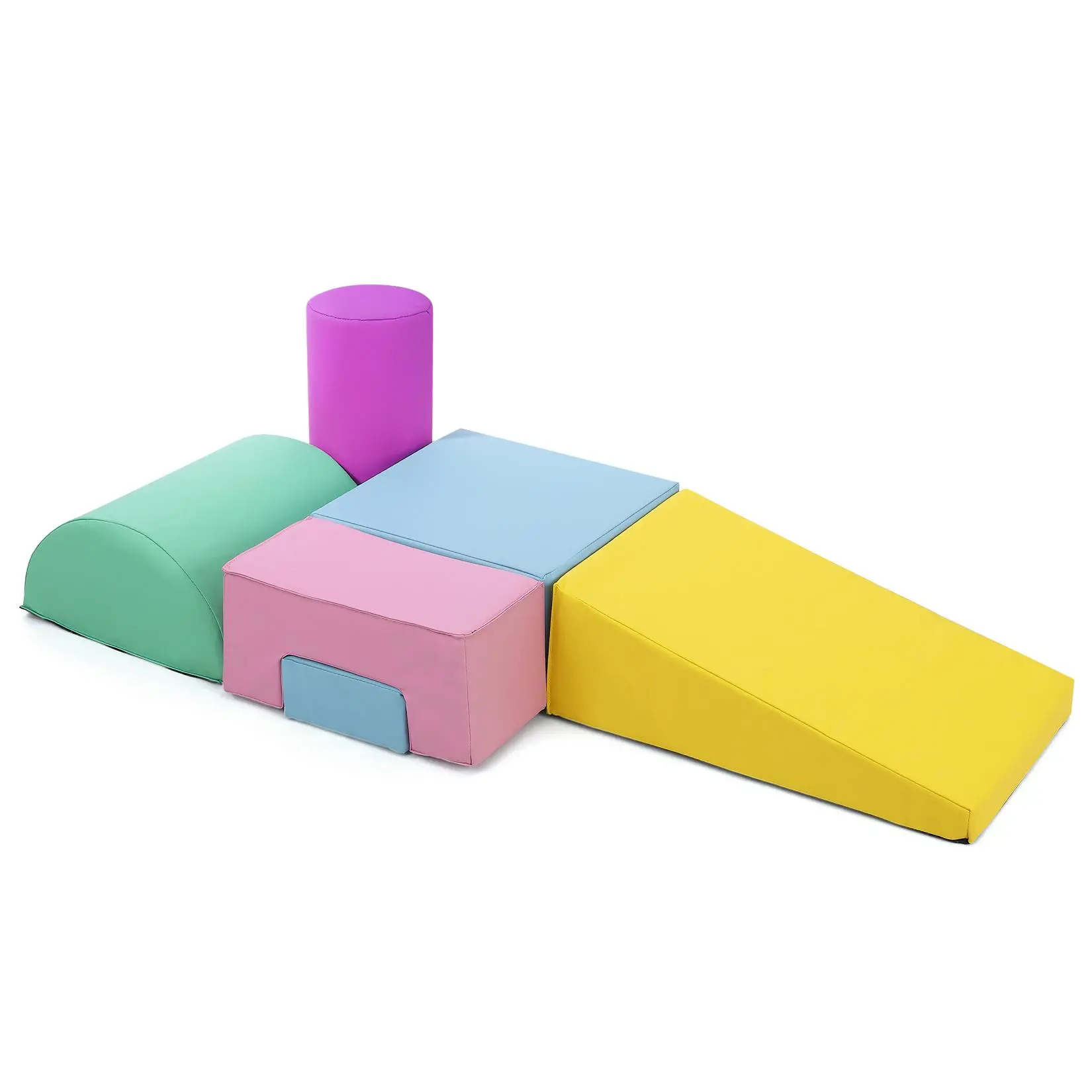 6PCS Foam-Suede Toddler Climbing Blocks, Waterproof Indoor Lightweight Play Toys with Creative Play & Shape Variety