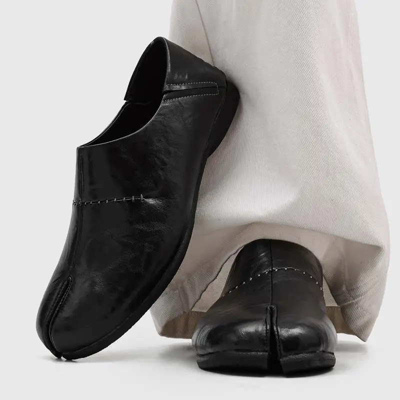 Casual split-toe shoes, commuter business loafers, men's trendy British style slip-on thick-soled derby shoes
