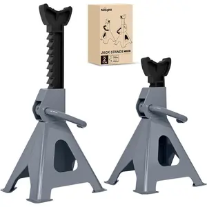 Nilight Jack Stands, 2 Ton (4,400 lbs) Capacity Heavy Duty Steel Car Lifting Stand, Adjustable Height 10.6 Inch to 16.2 Inch, 1 Pair