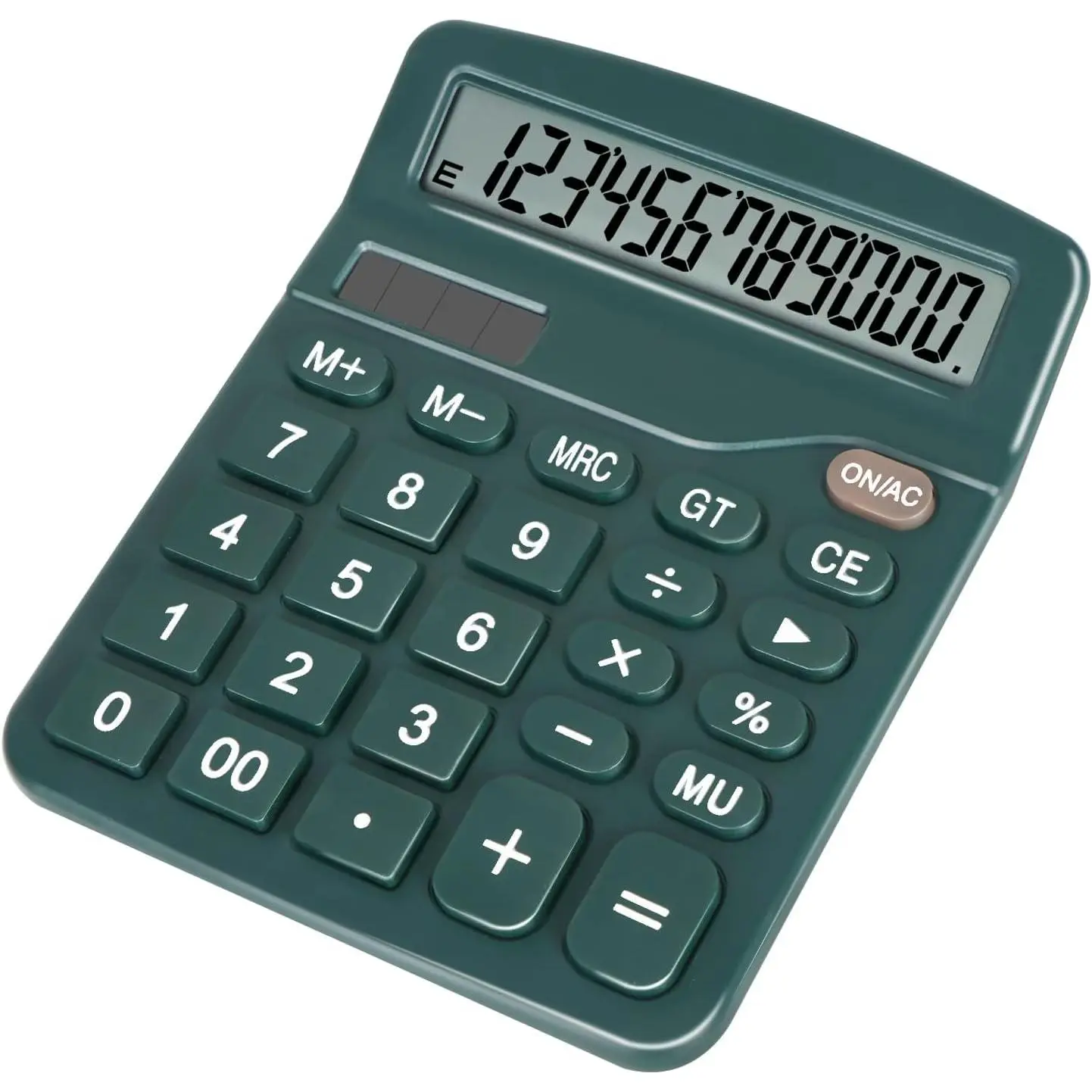 Dark Green Desktop Calculator with Big Buttons,  Power Source, Solar and , Large Display Screen -  for Office, Teachers, and Students (Dark Green)