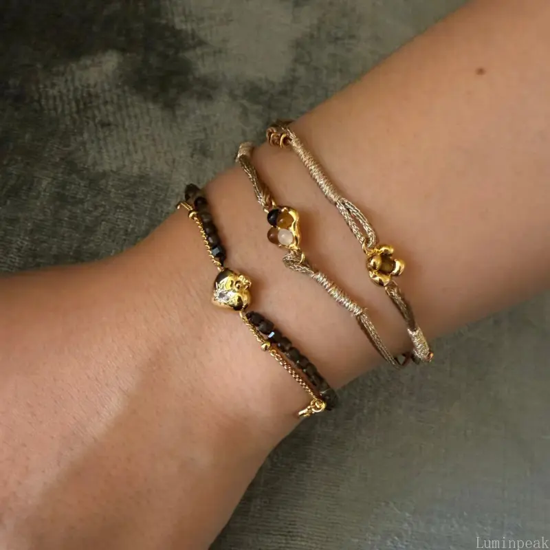 Women's & Unisex Natural Stone Gradient Bracelet - Minimalist Light Luxury Dainty Wrist Jewelry, Elegant Niche Design, Premium Texture Natural Stone Bracelets & Bangles for Daily Office Matching, Wristband Bracelets & Bangles, Female