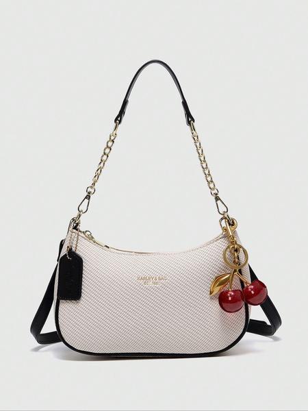 Women's Solid Color Chain Strap Bag, Fashionable Shoulder Bag for Daily Used, Casual Trendy Versatile High-quality Daily Commuting, Girl Fashionable Shopping Convertible Shoulder Bag