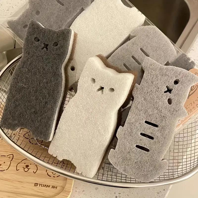Cute Cat Sponge Set for Kitchen, Thick and Durable Dishwashing & Cleaning Tools, Dish Sponges, Ideal for Home Use, Enhance Your Cooking Experience, Kitchen Cleaning Supplies