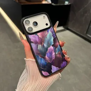 Compatible with iPhone 17 Pro Max/ 16/15/14/13/12 Large window phone case Peony oil painting style, Red flower marble style, diverse styles, phone case -hnlj-xb14