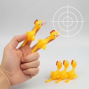 slingshot chicken flying finger toy, artificial portable chicken shooting game toy, stress relief model decompression toy for kids & adults reduce stress, fidget toys fidget gadget