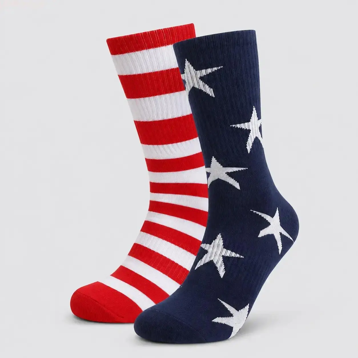 1/2/4Pair One Size USA Flag Socks America 250th Anniversary Commemorative Mid Calf Crew Socks Star Stripes Breathable Cushion Athletic Stockings For 4th Of July Independence Day Patriotic Gifts For Men Women