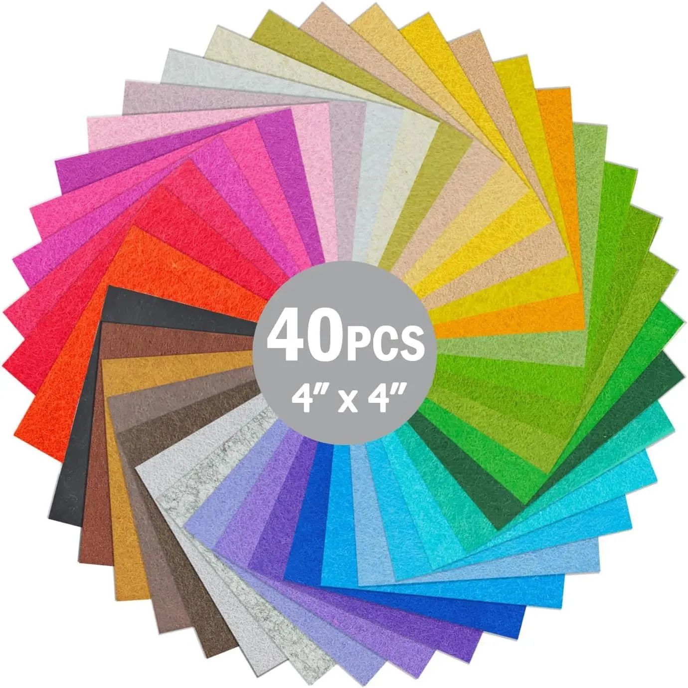 40PCS 4"x 4" Assorted Colors 1mm Thick Square Nonwoven Felt Fabric Sheets for DIY Crafts