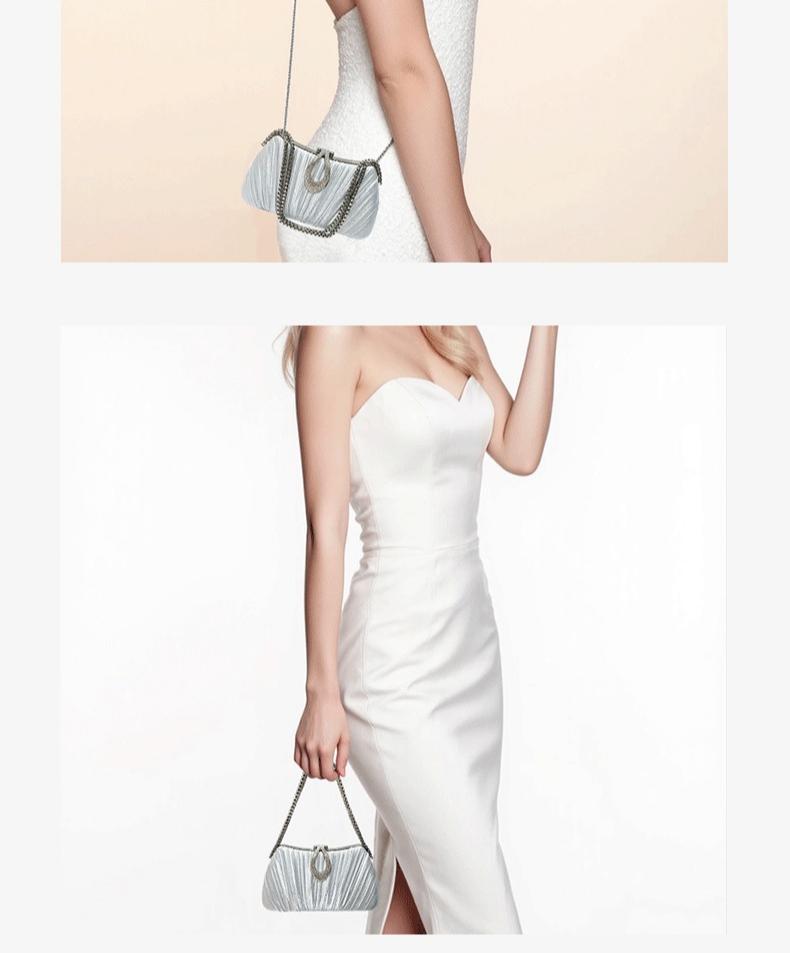 Pleated Solid Color Elegant Cheongsam Matching Evening Clutch Top Handle Bag for Wedding Banquet Party Prom Formal Events Fashion Versatile Luxury Bridal Purse with Timeless Style Sophisticated Design